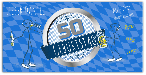 50. Geburtstag | Geburtstagsbanner | Bayerische Fahne | Raute | Banner zum 50 Geburtstag | Geburtstag |