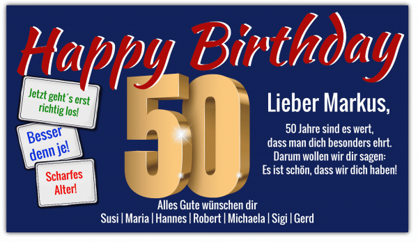 50. Geburtstag | Geburtstag Banner | Geburtstagsbanner | Banner zum 50. Geburtstag | Banner online drucken | Banner günstig bestellen |