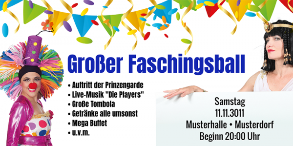 Karnevalsbanner XXL | Faschingsbanner XXL | Karnevals-Banner | Faschings-Banner | Faschingsbanner drucken | Karnevalsbanner drucken