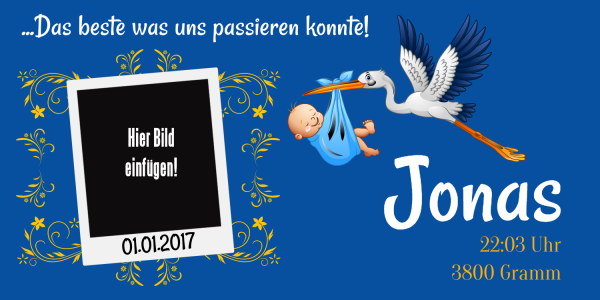 Banner zur Geburt | Plane | XXL-Banner | Riesenplakat | Geburtsbanner | Geburtsbanner Jungen | Geburtstagsbanner