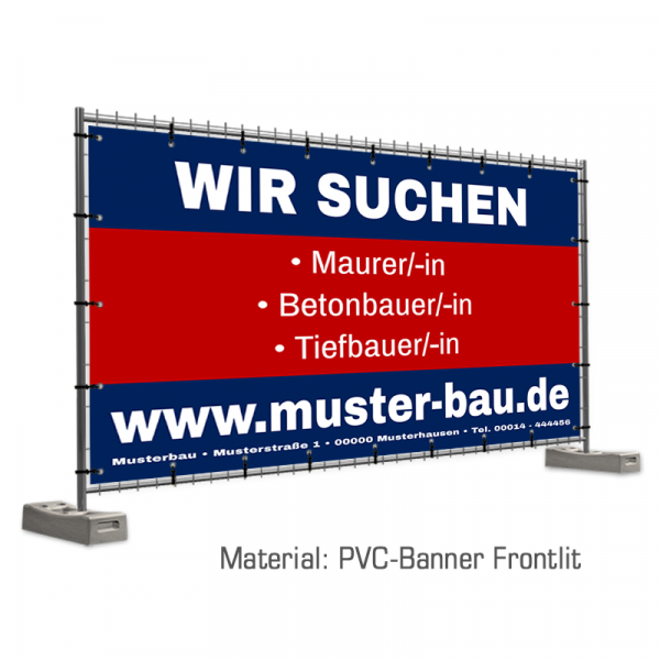 Bauzaunbanner | Bauzaunwerbung | Bauzaunplane | Stellenangebot | Banner Wir stellen ein | Zaunbanner | Bauzaun Banner