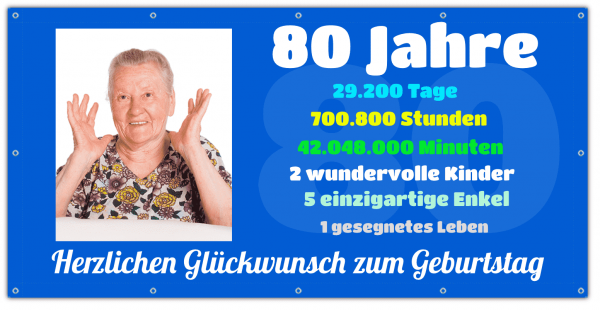 80 Geburtstag Banner | Geburtstagsbanner zum 80 | Zeitrechner | Banner mit Zeitstrahl |