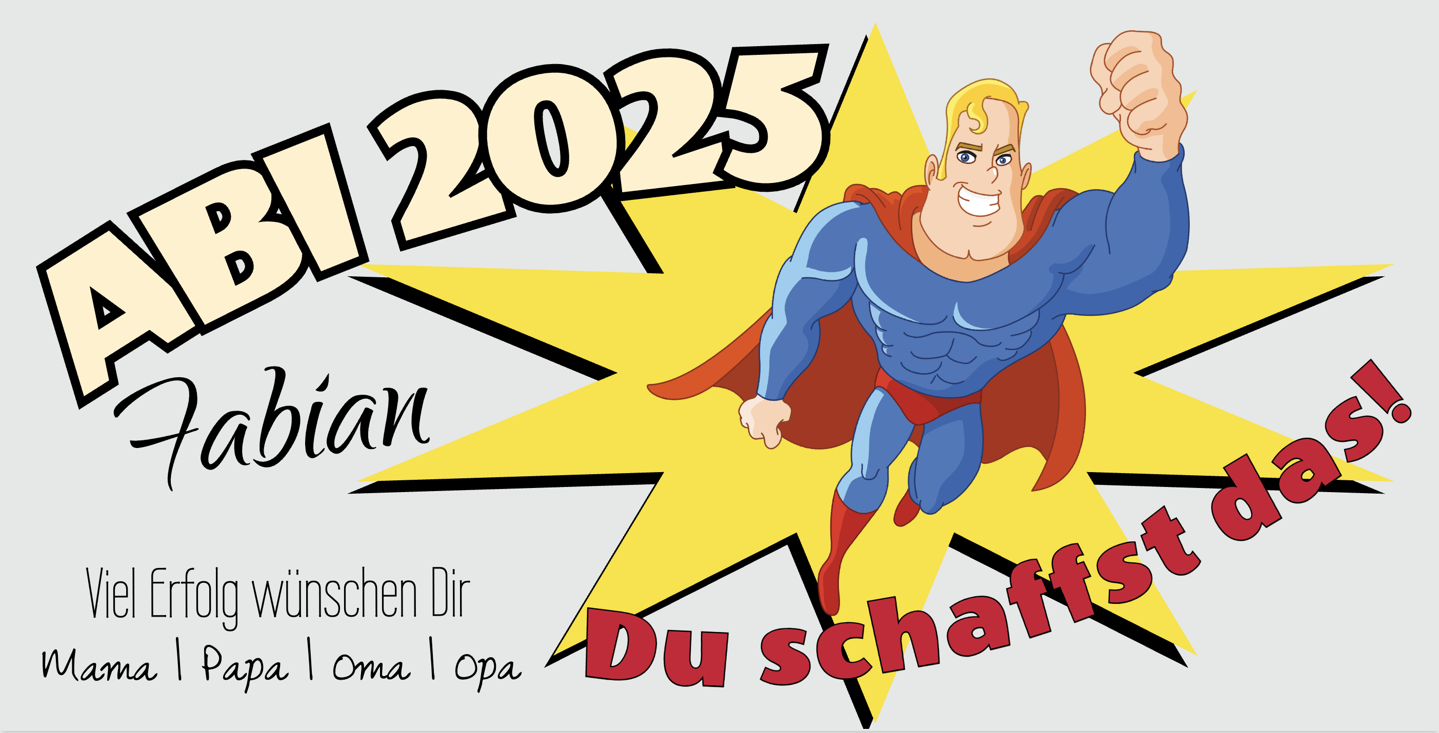 Abimotiv mit einer fliegenden Superheldenfigur