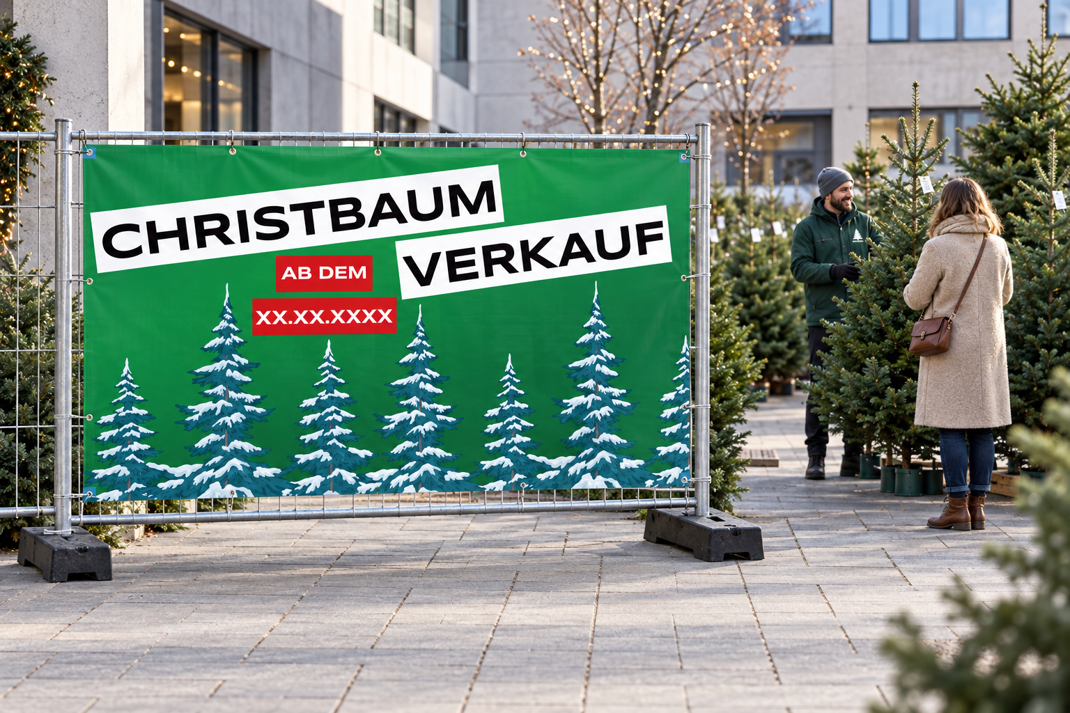 Illustrative Anwendung einer Christbaumverkauf-Vorlage
